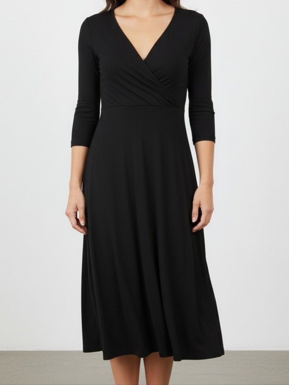Eileen Fisher 100% Silk Black Wrap-Style Dress PS